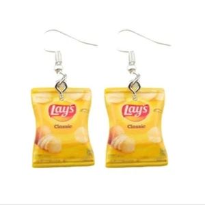 Lays Chip Earrings, Food Earrings, Novelty Earrings